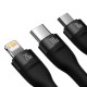 Кабель Baseus Flash Series Ⅱ Two-for-three Charging Cable U+C to M+L+C 100W 1.2m Black (CASS030101)