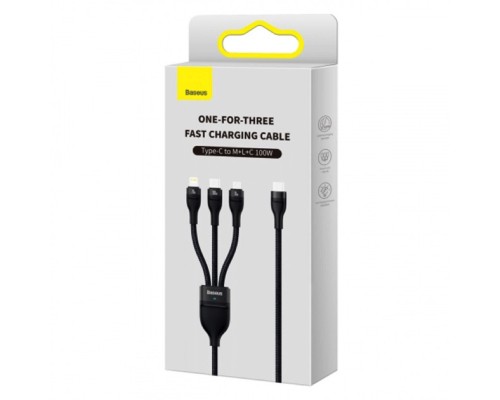 Кабель Baseus Flash Series Ⅱ One-for-three Fast Charging Cable Type-C to M+L+C 100W 1.5m Black (CASS030201) Кабель Baseus Flash Series Ⅱ One-for-three Fast Charging Cable Type-C to M+L+C 100W 1.5m Black (CASS030201)