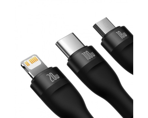 Кабель Baseus Flash Series Ⅱ One-for-three Fast Charging Cable Type-C to M+L+C 100W 1.5m Black (CASS030201) Кабель Baseus Flash Series Ⅱ One-for-three Fast Charging Cable Type-C to M+L+C 100W 1.5m Black (CASS030201)