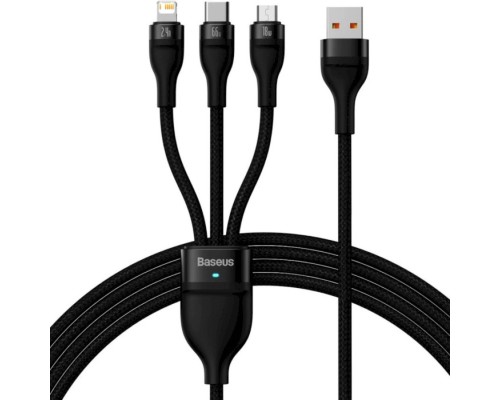 Кабель Baseus Flash Series Ⅱ One-for-three Fast Charging Data Cable USB to M+L+C 100W 1.2m Black (CASS030001) Кабель Baseus Flash Series Ⅱ One-for-three Fast Charging Data Cable USB to M+L+C 100W 1.2m Black (CASS030001)