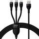 Кабель Baseus Flash Series Ⅱ One-for-three Fast Charging Data Cable USB to M+L+C 100W 1.2m Black (CASS030001)