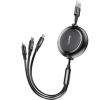 Кабель Baseus Golden Loop Three-in-One Elastic Data Cable USB for M+L+T 3.5A 1.2m Black (CAMLT-JH01)