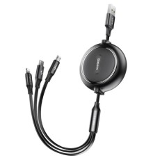 Кабель Baseus Golden Loop Three-in-One Elastic Data Cable USB for M+L+T 3.5A 1.2m Black (CAMLT-JH01)