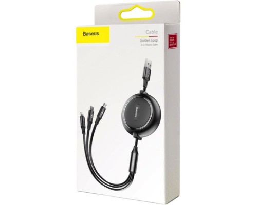 Кабель Baseus Golden Loop Three-in-One Elastic Data Cable USB for M+L+T 3.5A 1.2m Black (CAMLT-JH01) Кабель Baseus Golden Loop Three-in-One Elastic Data Cable USB for M+L+T 3.5A 1.2m Black (CAMLT-JH01)