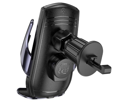 Тримач для мобiльного з БЗП HOCO CA202 Plus Enlightener infrared induction wireless charging car holder(air outlet) Black metal gray (6942007623469)