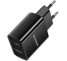 Мережевий зарядний пристрій BOROFONE BA53A Powerway dual port charger 10.5W Black (6931474739131)