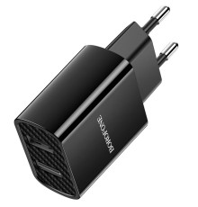 Мережевий зарядний пристрій BOROFONE BA53A Powerway dual port charger 10.5W Black (6931474739131)