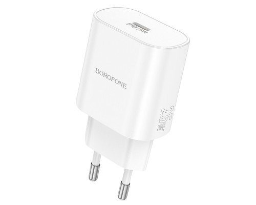 Мережевий зарядний пристрій BOROFONE BA82A Platinum single port PD25W charger(EU) White (6941991112256)