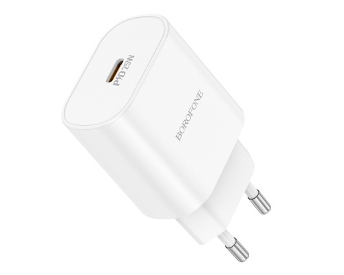 Мережевий зарядний пристрій BOROFONE BA82A Platinum single port PD25W charger(EU) White (6941991112256)