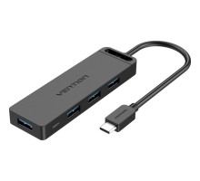 USB-хаб Vention Type-C to 4-Port USB 3.0 Hub with Power Supply Black 0.5M ABS Type (TGKBD) 