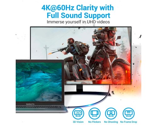 Кабель Vention Cotton Braided USB-C to HDMI Cable 1.5M Black Aluminum Alloy Type (CRBBG) Кабель Vention Cotton Braided USB-C to HDMI Cable 1.5M Black Aluminum Alloy Type (CRBBG)