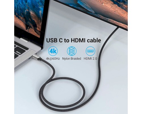 Кабель Vention Cotton Braided USB-C to HDMI Cable 1.5M Black Aluminum Alloy Type (CRBBG) Кабель Vention Cotton Braided USB-C to HDMI Cable 1.5M Black Aluminum Alloy Type (CRBBG)