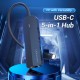 USB-хаб Vention USB-C to USB 2.0*3/RJ45/Micro-B HUB 0.15M Black ABS Type (TGOBB)