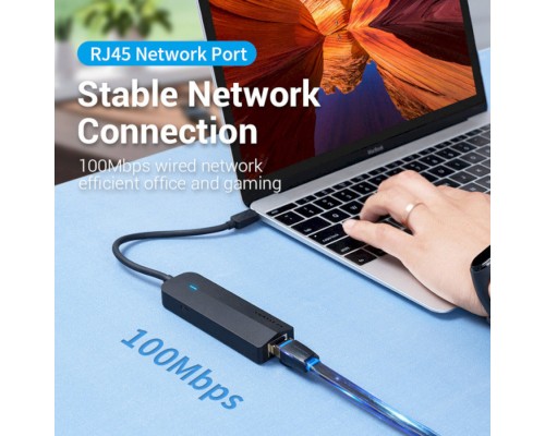 USB-хаб Vention USB-C to USB 2.0*3/RJ45/Micro-B HUB 0.15M Black ABS Type (TGOBB) USB-хаб Vention USB-C to USB 2.0*3/RJ45/Micro-B HUB 0.15M Black ABS Type (TGOBB)