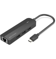 USB-хаб Vention USB-C to USB 3.0*3/RJ45/Micro-B HUB 0.15M Black ABS Type (TGPBB)