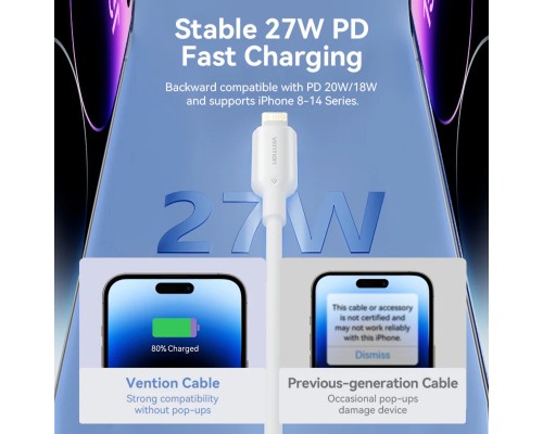 Кабель Vention USB 2.0 Type-C Male to Lightning Male 3A Cable 1M Black PVC Type (LAKBF) Кабель Vention USB 2.0 Type-C Male to Lightning Male 3A Cable 1M Black PVC Type (LAKBF)