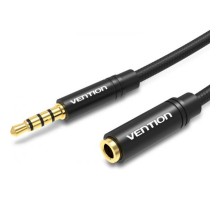 Аудіокабель подовжувач Vention Cotton Braided 3.5mm Audio Extension Cable 1M Black Metal Type (BHBBF)