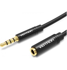 Аудіокабель подовжувач Vention Cotton Braided 3.5mm Audio Extension Cable 1M Black Metal Type (BHBBF)