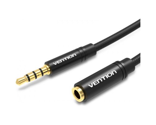 Аудіокабель подовжувач Vention Cotton Braided 3.5mm Audio Extension Cable 1M Black Metal Type (BHBBF) Аудіокабель подовжувач Vention Cotton Braided 3.5mm Audio Extension Cable 1M Black Metal Type (BHBBF)