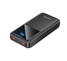 Зовнішній акумулятор Vention 20000mAh Power Bank (Micro-USB + USB-C + USB-A + USB-A) 22.5W Black LED Display Type (FHLB0)