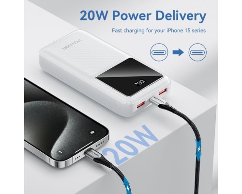 Зовнішній акумулятор Vention 20000mAh Power Bank (Micro-USB + USB-C + USB-A + USB-A) 22.5W Black LED Display Type (FHLB0) Зовнішній акумулятор Vention 20000mAh Power Bank (Micro-USB + USB-C + USB-A + USB-A) 22.5W Black LED Display Type (FHLB0)
