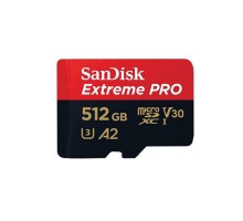 microSDXC (UHS-1 U3) SanDisk Extreme Pro A2 512Gb class 10 V30 (R200MB/s,W140MB/s) (adapter) (SDSQXCD-512G-GN6MA) 