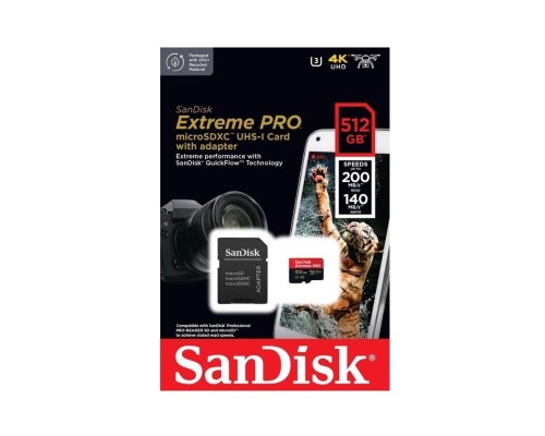 microSDXC (UHS-1 U3) SanDisk Extreme Pro A2 512Gb class 10 V30 (R200MB/s,W140MB/s) (adapter) (SDSQXCD-512G-GN6MA) microSDXC (UHS-1 U3) SanDisk Extreme Pro A2 512Gb class 10 V30 (R200MB/s,W140MB/s) (adapter) (SDSQXCD-512G-GN6MA)