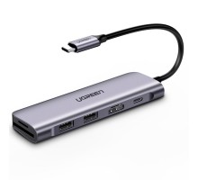 USB-хаб UGREEN USB-C to 2 Ports USB3.0-A Hub + HDMI + TF/SD with PD Power Supply (Space Gray) (UGR-70411) 