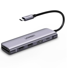USB-хаб UGREEN USB-C to 2 Ports USB3.0-A Hub + HDMI + TF/SD with PD Power Supply (Space Gray) (UGR-70411)