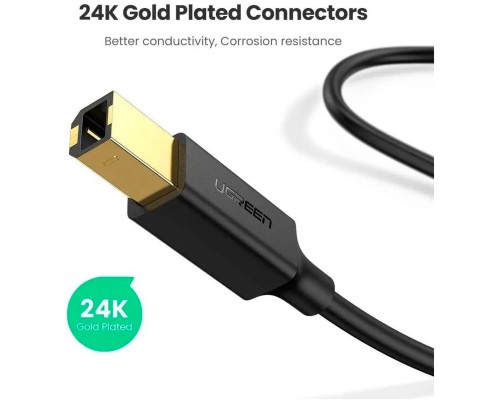 Кабель UGREEN US135 USB 2.0 AM to BM Print Cable 1.5m (Black)(UGR-10350) (UGR-10350)