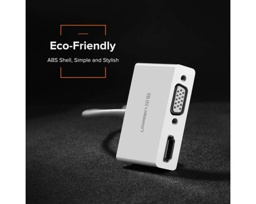 USB-хаб UGREEN USB Type C to HDMI + VGA Converter (White) (UGR-30843) USB-хаб UGREEN USB Type C to HDMI + VGA Converter (White) (UGR-30843)