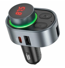 АЗП з FM-модулятором HOCO E72 Alegria PD30W car BT FM transmitter Metal Gray (6931474780836)