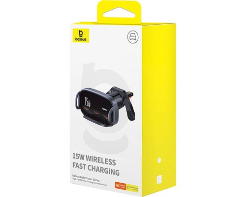 Автотримач для телефона з БЗП Baseus LightChaser Series Triple-Coil Wireless Charging Electric Car Mount Cluster Black (C40355901111-00) Автотримач для телефона з БЗП Baseus LightChaser Series Triple-Coil Wireless Charging Electric Car Mount Cluster Black (C40355901111-00)