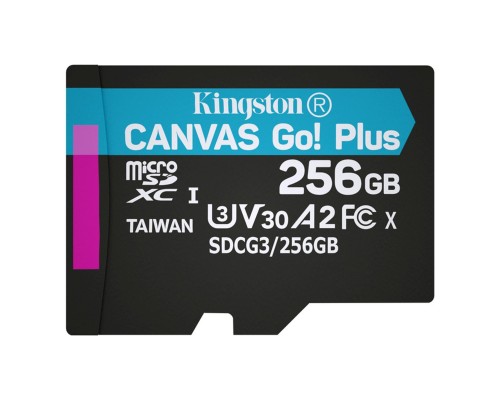 microSDXC (UHS-1 U3) Kingston Canvas Go Plus 256Gb class 10 A2 V30 (R170MB/s, W90MB/s) (SDCG3/256GBSP) microSDXC (UHS-1 U3) Kingston Canvas Go Plus 256Gb class 10 A2 V30 (R170MB/s, W90MB/s) (SDCG3/256GBSP)