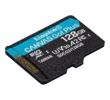 microSDXC (UHS-1 U3) Kingston Canvas Go Plus 128Gb class 10 A2 V30 (R170MB/s, W90MB/s) (SDCG3/128GBSP) 