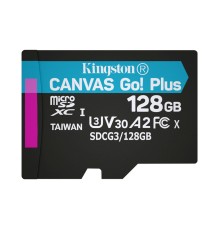 Карта пам'яті microSDXC (UHS-1 U3) Kingston Canvas Go Plus 128Gb class 10 A2 V30 (R170MB/s, W90MB/s) (adapter SD) (SDCG3/128GB)