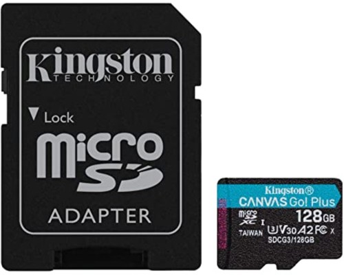 microSDXC (UHS-1 U3) Kingston Canvas Go Plus 128Gb class 10 A2 V30 (R170MB/s, W90MB/s) (adapter SD) (SDCG3/128GB) microSDXC (UHS-1 U3) Kingston Canvas Go Plus 128Gb class 10 A2 V30 (R170MB/s, W90MB/s) (adapter SD) (SDCG3/128GB)