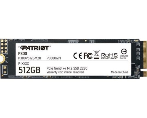 SSD M.2 Patriot P300 512GB NVMe 2280 PCIe 3.0x4 3D NAND TLC (P300P512GM28) 