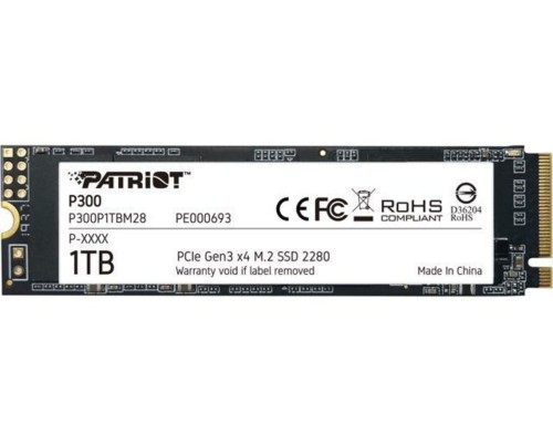 SSD M.2 Patriot P300 1TB NVMe 2280 PCIe 3.0x4 3D NAND TLC (P300P1TBM28) SSD M.2 Patriot P300 1TB NVMe 2280 PCIe 3.0x4 3D NAND TLC (P300P1TBM28)