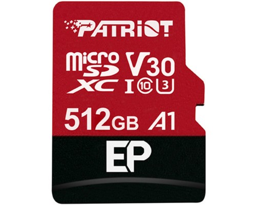 microSDXC (UHS-1 U3) Patriot EP Series 512Gb class 10 V30 (R-100MB/s, W-80MB/s) (adapter SD) (PEF512GEP31MCX) microSDXC (UHS-1 U3) Patriot EP Series 512Gb class 10 V30 (R-100MB/s, W-80MB/s) (adapter SD) (PEF512GEP31MCX)