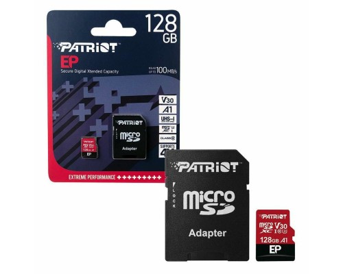 microSDXC (UHS-1 U3) Patriot EP Series 128Gb class 10 V30 (R-100MB/s, W-80MB/s) (adapter SD) (PEF128GEP31MCX) microSDXC (UHS-1 U3) Patriot EP Series 128Gb class 10 V30 (R-100MB/s, W-80MB/s) (adapter SD) (PEF128GEP31MCX)