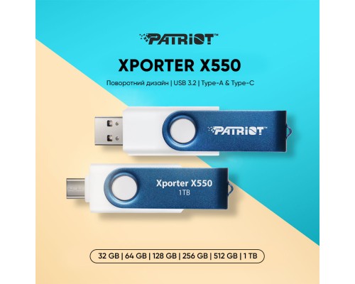 Flash Patriot USB 3.2 Gen 1 Xporter X550 1TB Type-A+C (PS1TX550AAD) Flash Patriot USB 3.2 Gen 1 Xporter X550 1TB Type-A+C (PS1TX550AAD)
