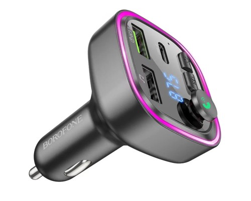 АЗП з FM-модулятором BOROFONE BC48 Broad QC3.0 car BT FM transmitter 18W Black (BC48B) 