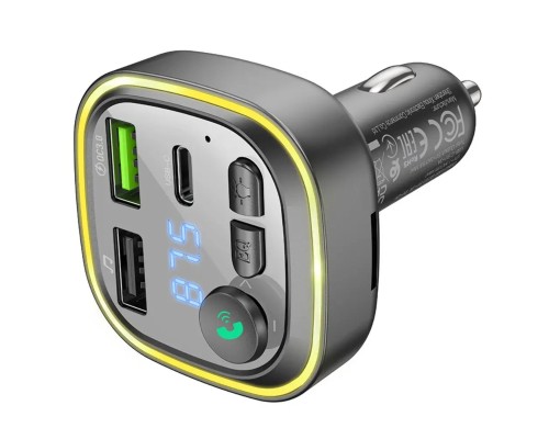 АЗП з FM-модулятором BOROFONE BC48 Broad QC3.0 car BT FM transmitter 18W Black (BC48B) 