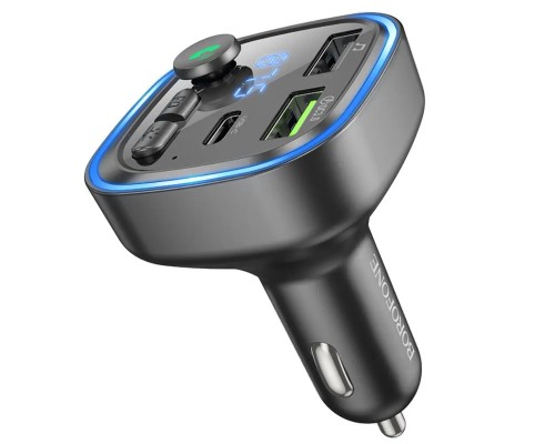 АЗП з FM-модулятором BOROFONE BC48 Broad QC3.0 car BT FM transmitter 18W Black (BC48B) 
