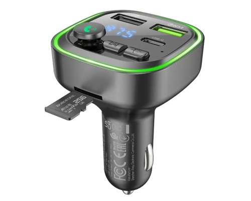 АЗП з FM-модулятором BOROFONE BC48 Broad QC3.0 car BT FM transmitter 18W Black (BC48B) 