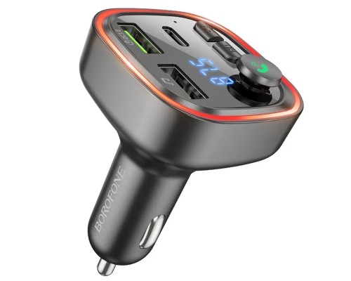 АЗП з FM-модулятором BOROFONE BC48 Broad QC3.0 car BT FM transmitter 18W Black (BC48B) 