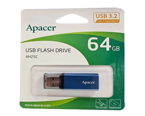 Flash Apacer USB 3.2 Gen1 AH25C 64GB Blue (AP64GAH25CU-1) Flash Apacer USB 3.2 Gen1 AH25C 64GB Blue (AP64GAH25CU-1)