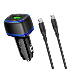 Автомобільний зарядний пристрій BOROFONE BZ14A Mercury PD20W+QC3.0 (Type-C to Type-C) Black (BZ14ACCB)