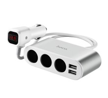 Автомобільний зарядний пристрій HOCO Z13 LCD one-pull-three car charger Silver (6957531050896) 